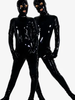 Zentai Collant Toussaint Cosplay Costume Unisexe Noir en PVC Tailles Personnalisées Déguisements Halloween
