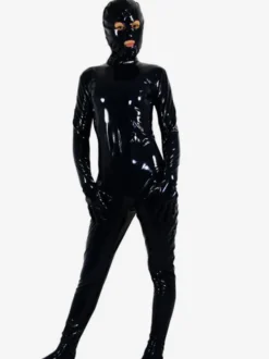 Zentai Collant Toussaint Cosplay Costume Unisexe Noir en PVC Tailles Personnalisées Déguisements Halloween