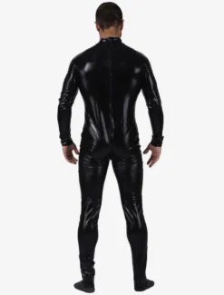 Zentai Noir Déguisements Halloween Métallisé Brillant Combinaison Costume Pour Les Hommes