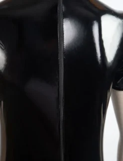 Zentai Sexy Déguisements Halloween Catsuit Sexy Découpez Costume Gimp Body Noir En PVC Noir