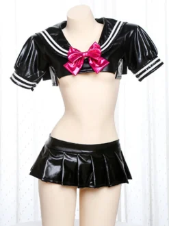 Zentai Sexy Ensemble de lingerie sexy pour étudiante uniforme de club costume de combinaison deux pièces