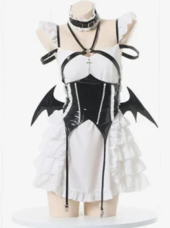 Zentai Sexy Halloween Costumes Zentai Sexy Femmes PVC Cuir Sorcière Démon Costume Lingerie Sexy Tenue De Femme De Chambre