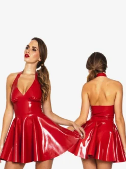 Zentai Sexy Zentai Robe Sexy 2026 Rouge Noir Latex Dos Nu Robe Patineuse Femmes Déguisements Halloween