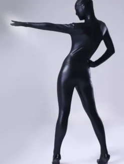 zentai transparent sexy unicolore brillant noir Déguisements Halloween Toussaint Cosplay Costume