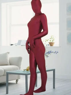 Zentai unisexe intégral en lycra rouge vineux Déguisements Halloween