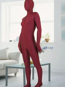Zentai unisexe intégral en lycra rouge vineux Déguisements Halloween