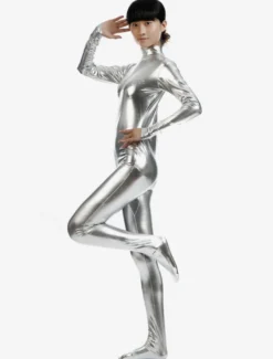 Zentaï métallique brillant argent Déguisements Halloween