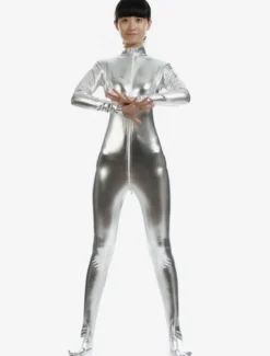Zentaï métallique brillant argent Déguisements Halloween