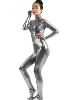 Zentaï métallique brillant gris Déguisements Halloween