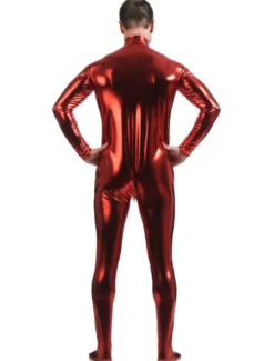 Zentaï métallique brillant rouge Déguisements Halloween