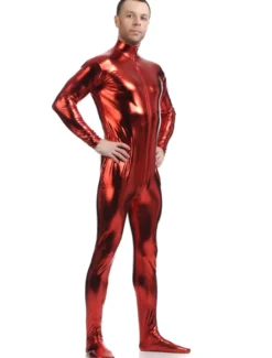 Zentaï métallique brillant rouge Déguisements Halloween