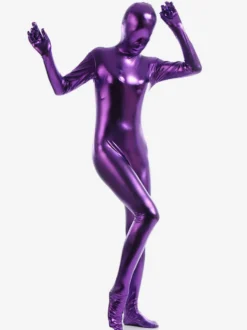 Zentaï métallique brillant violet foncé Déguisements Halloween